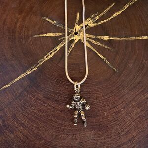 Vintage Football Player Necklace in Sterling Silver sports mom gift